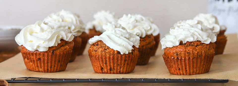 Iced Coffee Muffins with White Chocolate Frosting