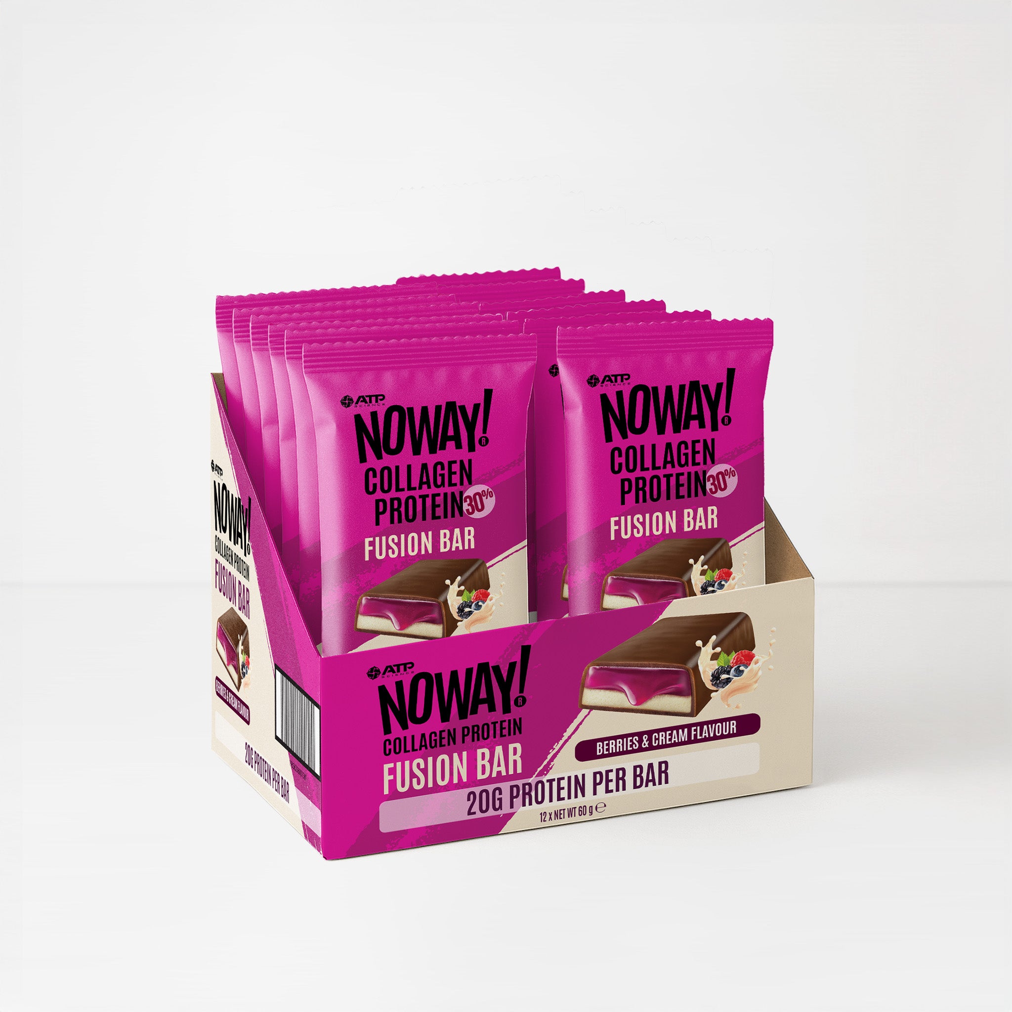 NOWAY!® Collagen Fusion Bar Box of 12 - Berries & Cream